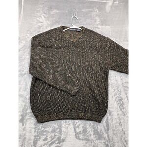 Vintage Barry Bricken Sweater Mens L Speckled V-Neck Made in Hong Kong